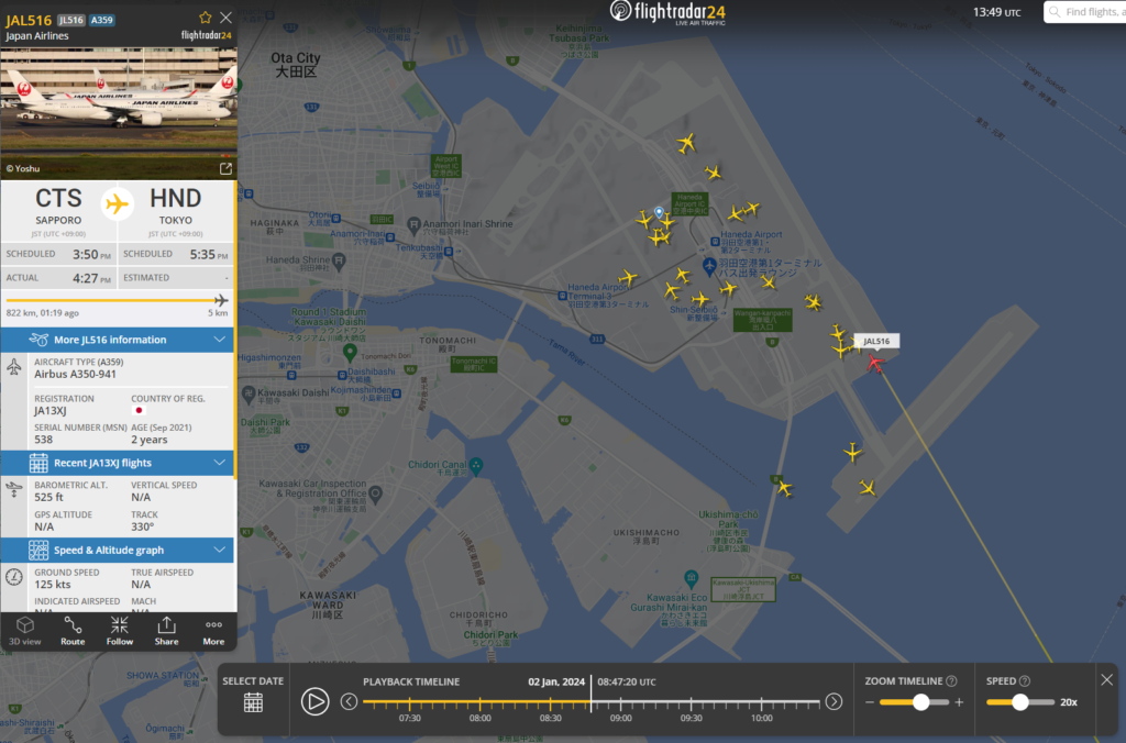 Les derniers instants du vol 516 diffusés sur Flightradar24.